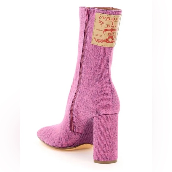 NEW Y/Project Pointy Patent Ankle Boots In Fuchsia - Picture 3 of 16